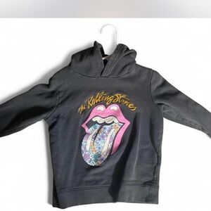 The Rolling Stones Black Hoodie with Pink and Gold Graphic